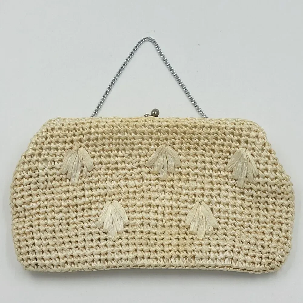 Vintage Macrame Crochet Tied Clutch Purse Bag Wristlet Japan